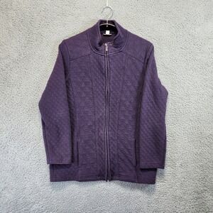 Croft & Barrow Quilted Zipper Front Jacket Womens Size S Purple Cozy Cabincore